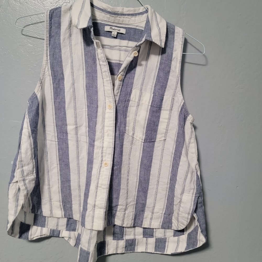 MADEWELL Striped Sleeveless Button-Up Shirt